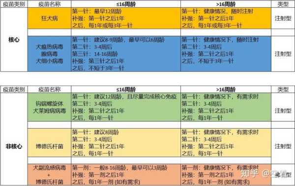 狗狗打疫苗的种类和接种时间（狗狗打疫苗的种类和接种时间表）