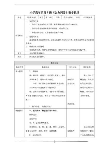 新手养鱼常识教案（新手养鱼常识教案中班）